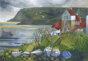Kate Lycett Limited Edition Print Fossiling Robin Hoods Bay